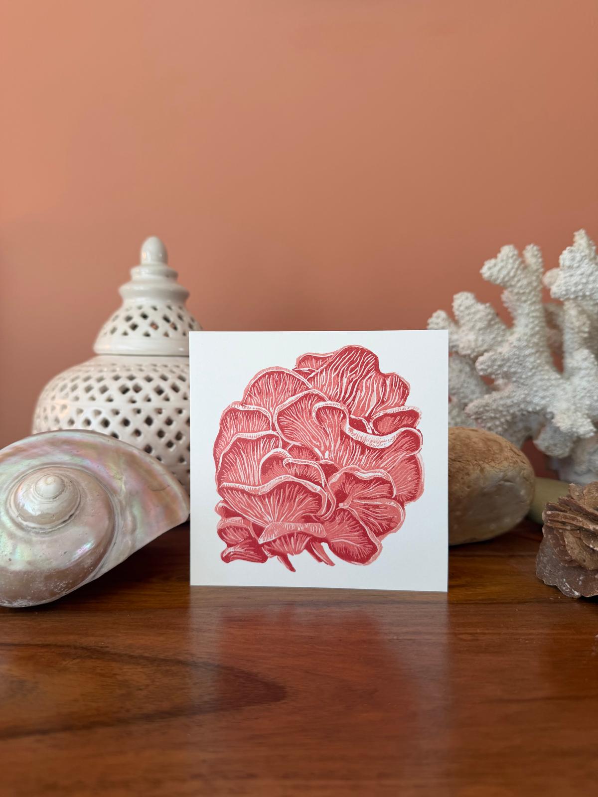 Pink Oyster Mushrooms (greetings card)