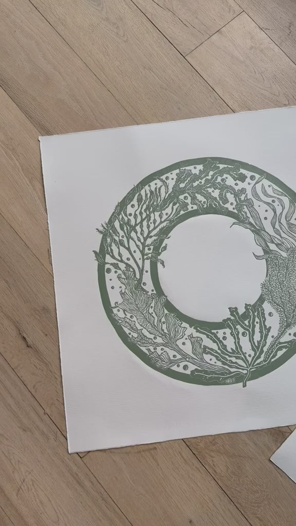 PREORDER Seaweed Garland linocut print