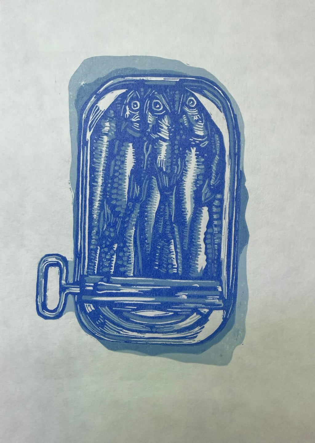 Tin of Sardines linocut