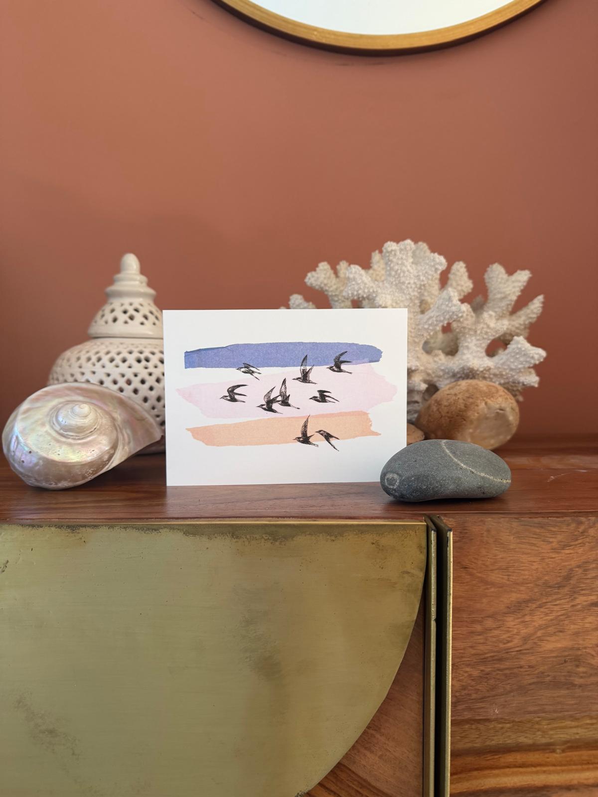 Terns at Dusk greetings card